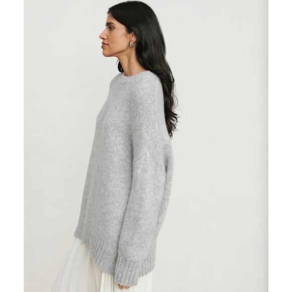 Jenni Kayne Alpaca Cocoon Crewneck Sweater Gray Oversized XXS Minimalist Luxury - Picture 2 of 12